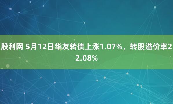 股利网 5月12日华友转债上涨1.07%，转股溢价率22.08%