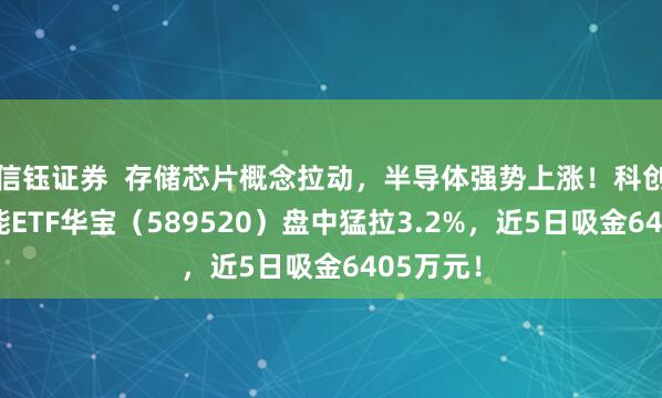 信钰证券  存储芯片概念拉动，半导体强势上涨！科创人工智能ETF华宝（589520）盘中猛拉3.2%，近5日吸金6405万元！